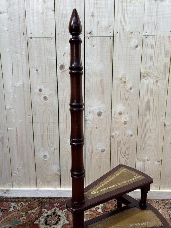 Library Staircase With Linden Green Leather-photo-2