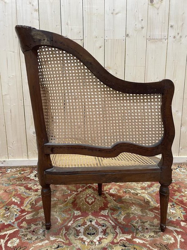 Louis XVI Period Corner Bench In Canework -photo-1