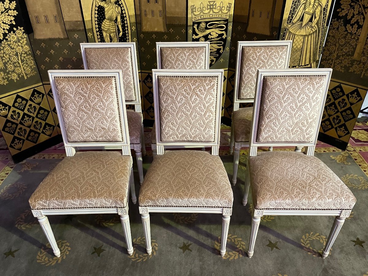 Suite Of 6 Louis XVI Style Chairs-photo-1