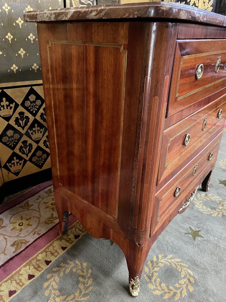 Commode Louis XVI Period - Transition In Marquetry-photo-4