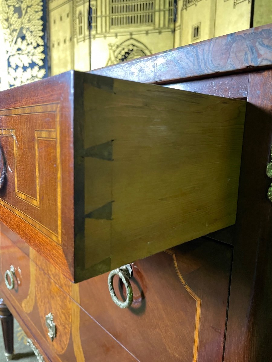 Louis XVI Style Commode In Marquetry-photo-6