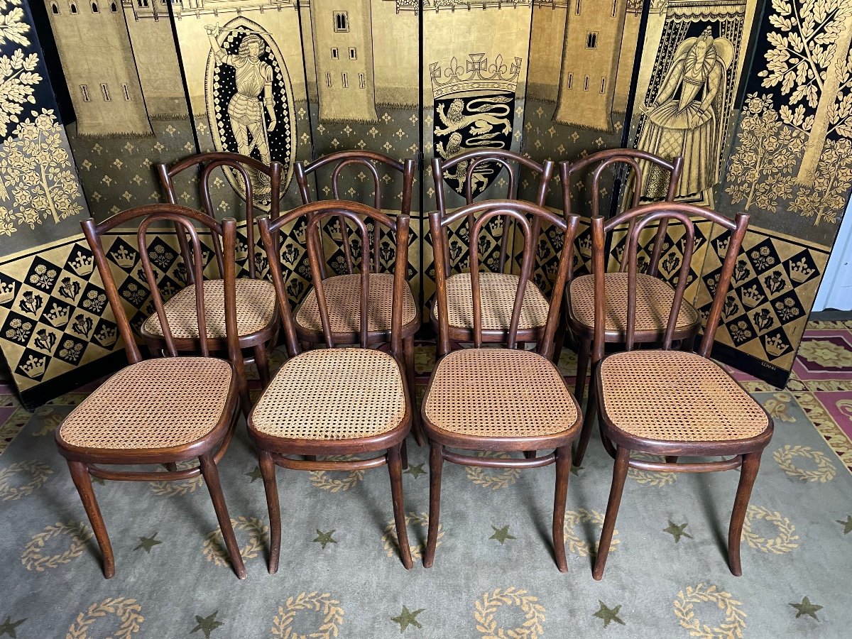 Suite Of 8 Thonet Bistro Chairs 56-photo-2
