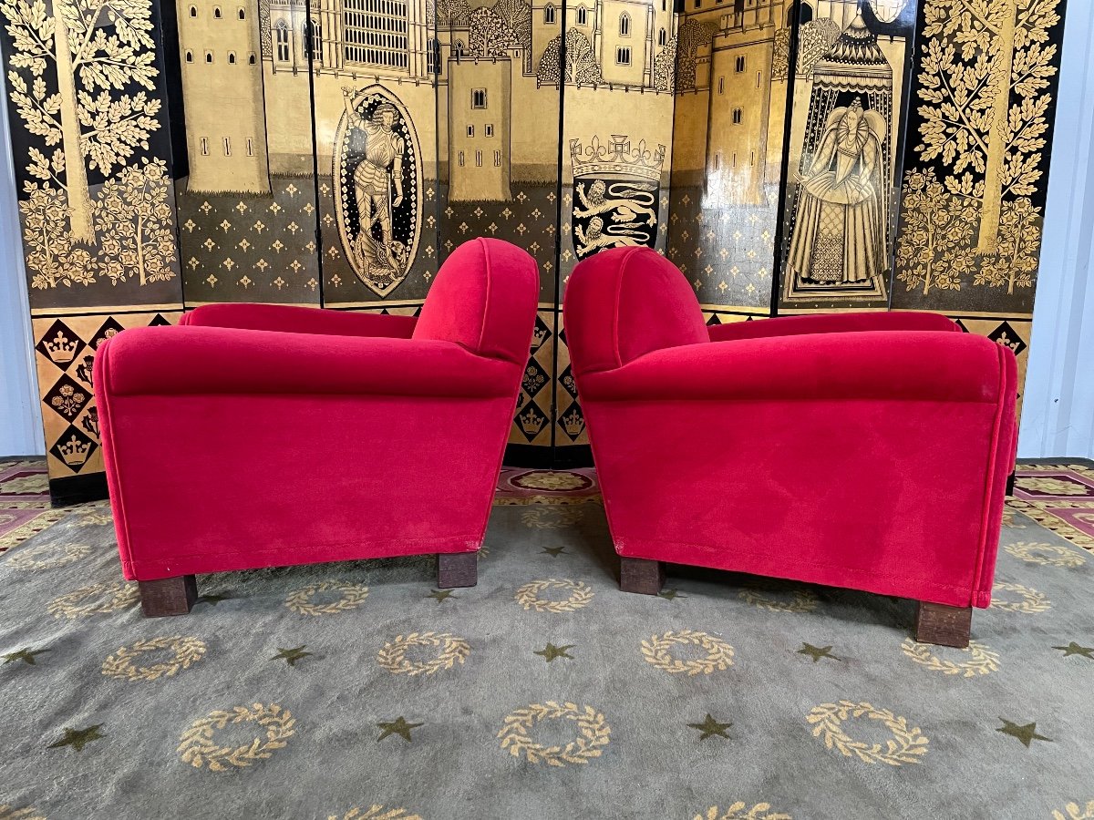 Pair Of Art Deco Club Armchairs-photo-4