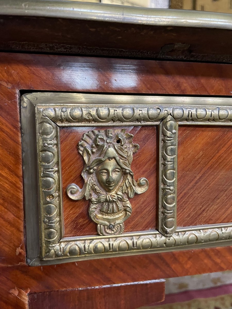 Louis XV Style Flat Desk - Transition In Marquetry-photo-4