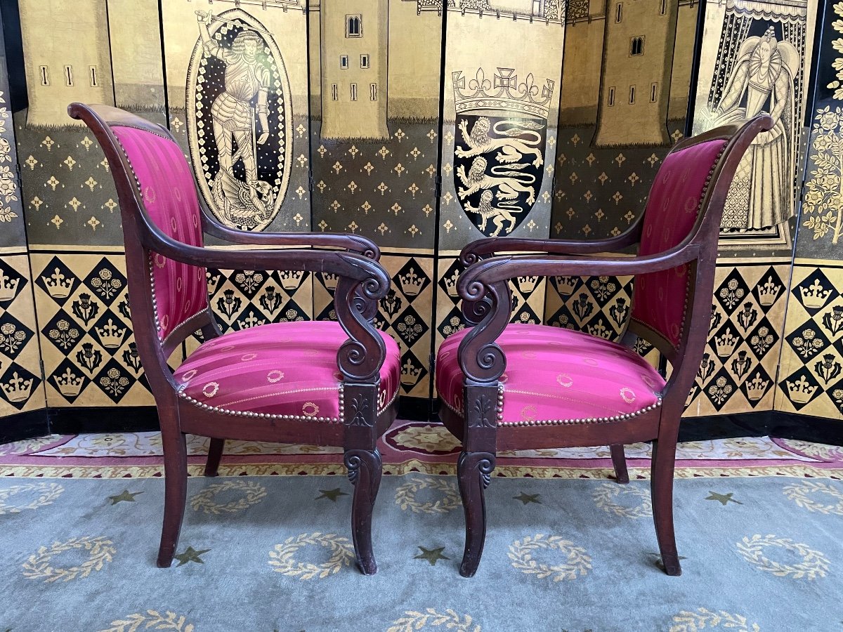 Pair Of Restoration Period Armchairs-photo-5