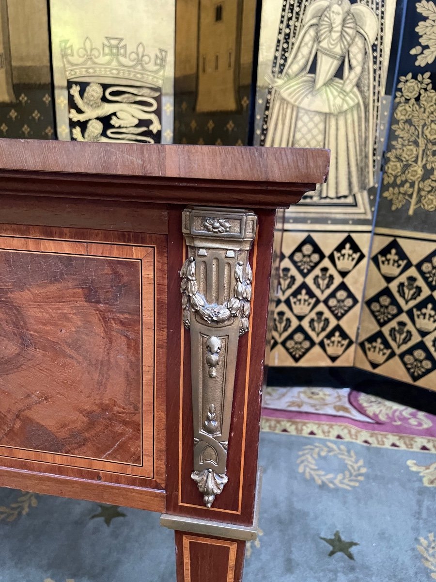 Louis XVI Style Flat Desk In Marquetry-photo-8