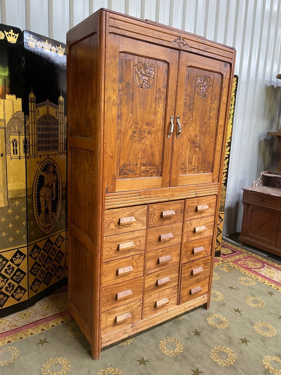 Art Deco Period Buffet In Elm - Chest Of Drawers-photo-4