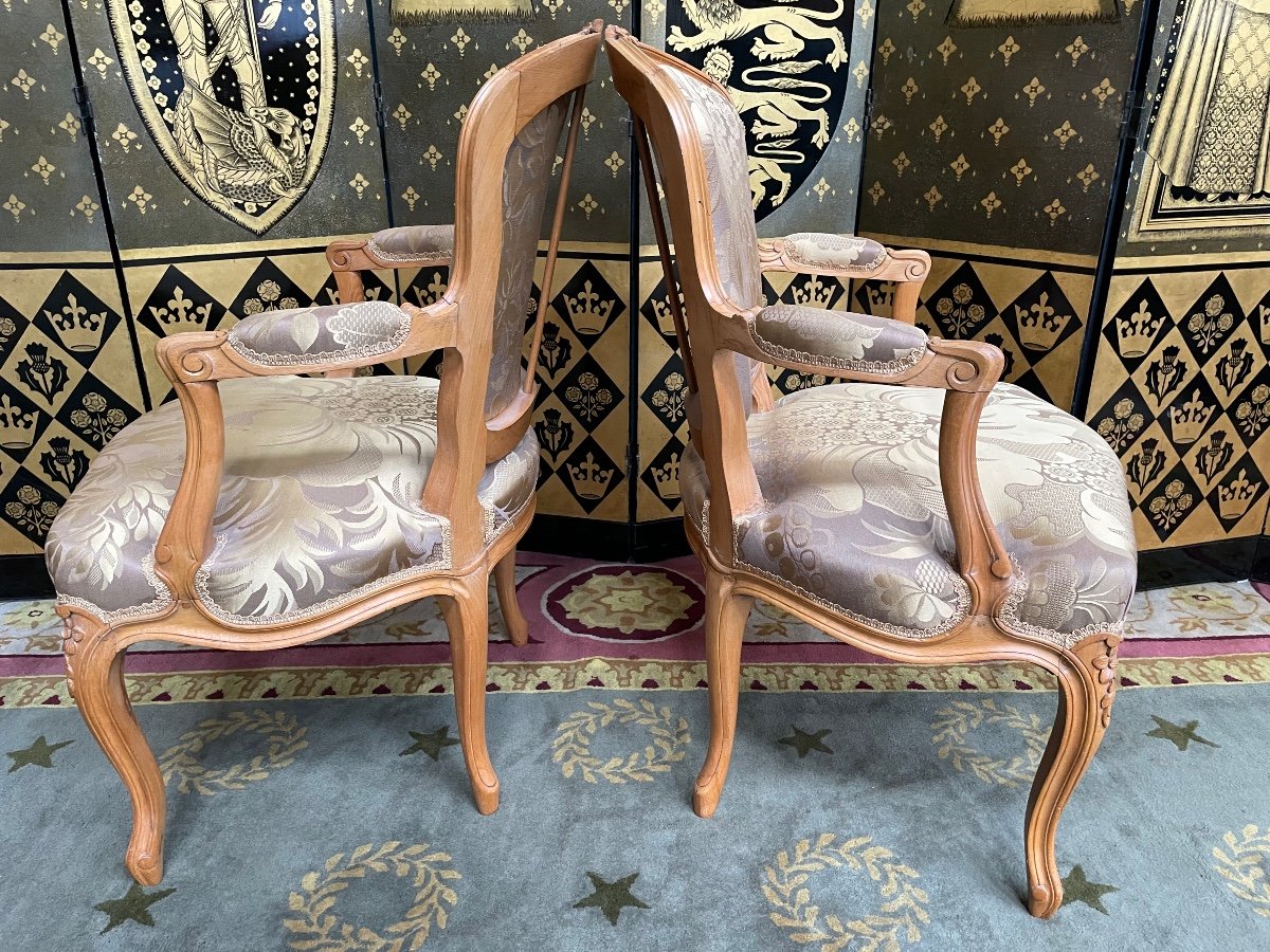 Paire De Fauteuils Cabriolets De Style Louis XV -photo-7