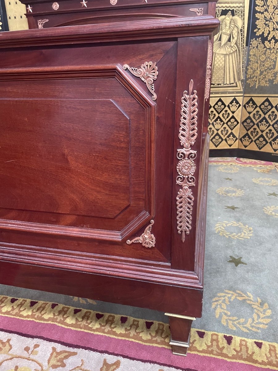 Mahogany And Bronze Consulate Style Bed - Empire-photo-4