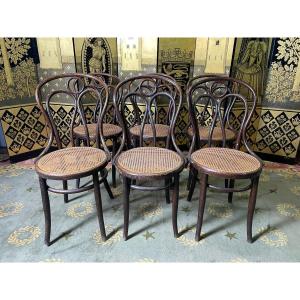 Suite De 6 Chaises Bistrot Cannées Joseph Hofmann Pas Thonet