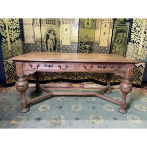 Flat Desk In Oak Louis XIII Style - Renaissance