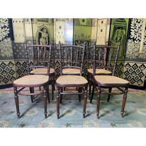 Suite De 6 Chaises Bistrot Fischel en cannage 