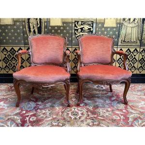 Pair Of Louis XV Style Cabriolet Armchairs