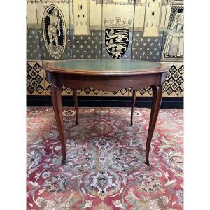 Louis XV Style Round Dining Table Leather Top