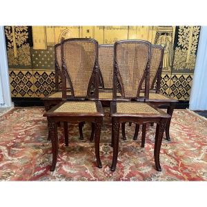 Suite Of 8 Cane Chairs Art Nouveau Period