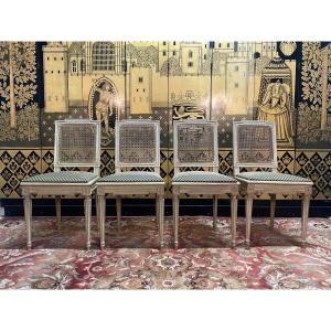 Suite Of 4 Louis XVI Cane Chairs Jean Mocque Paris