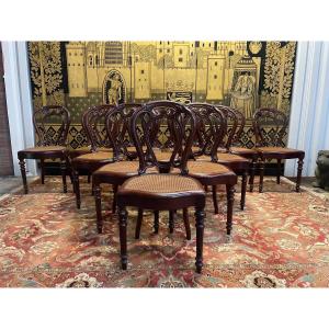 Suite Of 12 Napoleon III Mahogany Cane Chairs