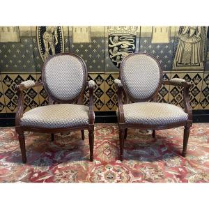 Pair Of Louis XVI Style Cabriolet Armchairs 