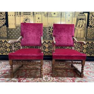 Pair Of Louis XIII Style Armchairs 