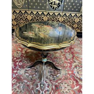 Chinese Lacquer Pedestal Table 