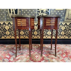 Pair Of Louis XV Marquetry Bedside Tables
