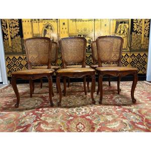 6 Louis XV Cane Chairs 