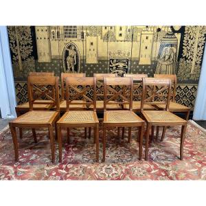 Suite Of 9 Empire Style Chairs - Consulate In Cannage 