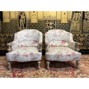 Pair Of Napoleon III Toad Armchairs