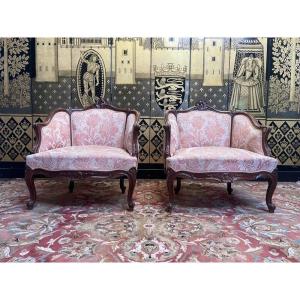 Pair Of Louis XV Armchairs - Rocailles