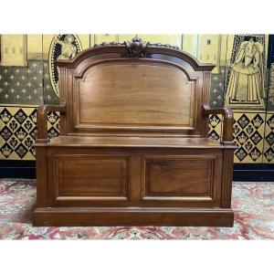 Napoleon III Oak Walnut Storage Bench