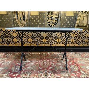 Black Cast Iron Marble Bistro Table 