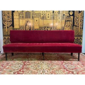 Banc - Banquette De Bistrot En Velours Rouge