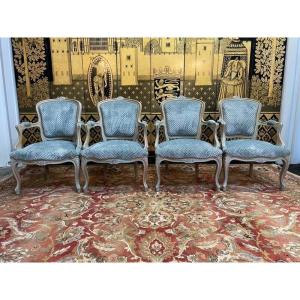 Set Of 4 Louis XV Style Cabriolet Armchairs