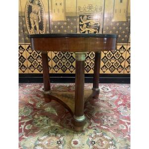 Empire Period Mahogany And Marble Pedestal Table 