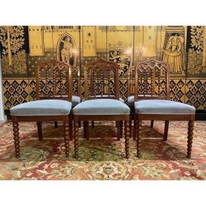 Set Of 6 Restoration Period "rosary" Chairs