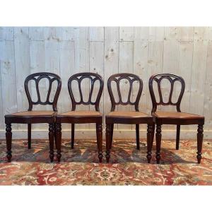 Set Of 4 Louis Philippe Caned Chairs 