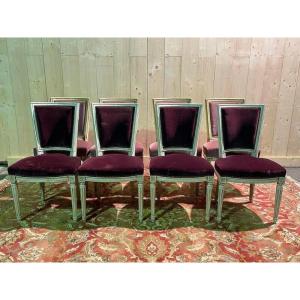 Set Of 8 Louis XVI Style Trapeze Chairs