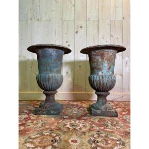 Pair Of Medici Cast Iron Vases 