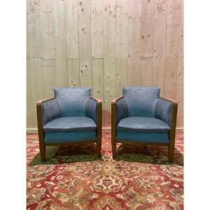 Pair Of Art Deco Period Armchairs - Bergères 