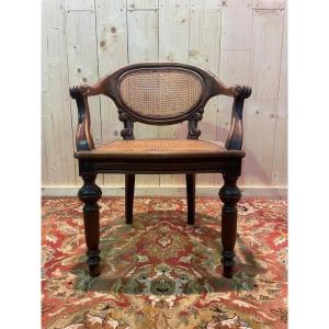 Napoleon III Oak And Cane Office Chair 