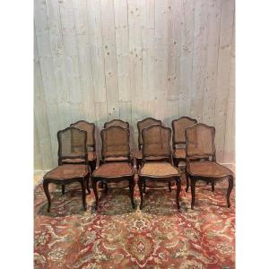 8 Louis XV Period Chairs In Cane 