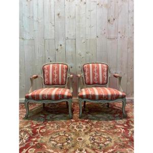 Pair Of Louis XV Style Cabriolet Armchairs