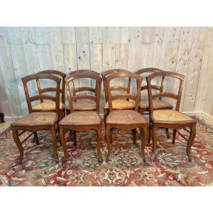 Set Of 8 Louis Philippe Caned Chairs 