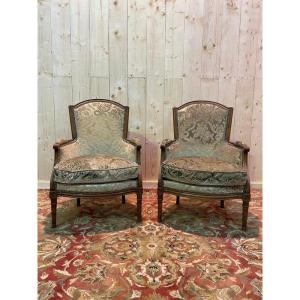 Pair Of Louis XVI Style Bergère Armchairs