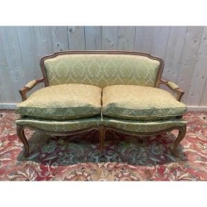 Louis XV Style Sofa - Bench Yellow Silk 