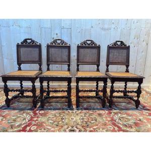 Set Of 4 Renaissance Cane Chairs.