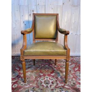 Louis XVI Style Leather Office Chair 