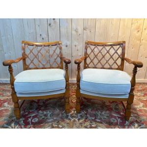 Pair Of English Style Armchairs 