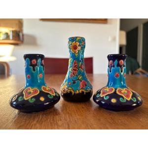 3 Vases Miniatures Longwy