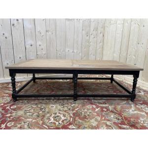 Louis XV Style Coffee Table In Oak And Black 